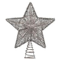 Kurt S. Adler 10 Light 10" Silver Glitter Star Tree Topper