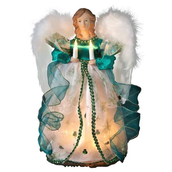 10 Light 12" Irish Angel Christmas Tree Topper