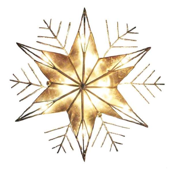 10 Light 10" Capiz and Wire Snowflake Christmas Tree Topper