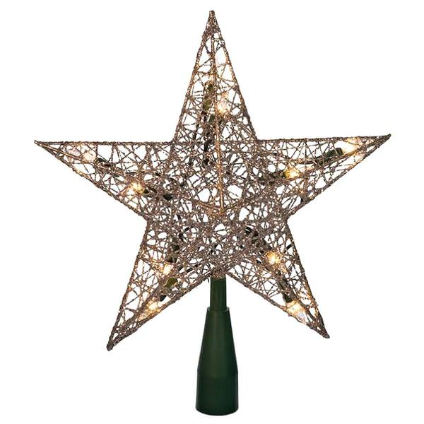 10 Light 9" Silver Shimmer Star Tree Topper