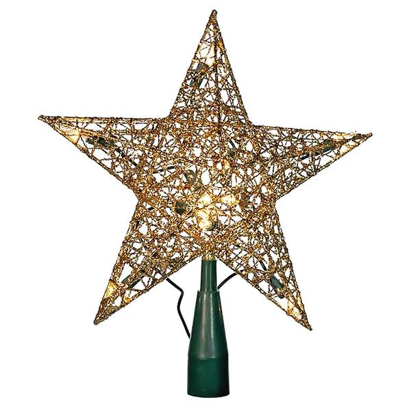10 Light 9" Gold Shimmer Star Tree Topper