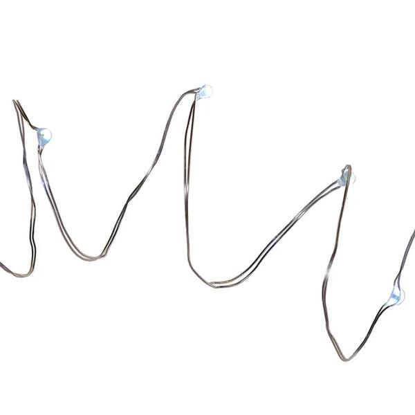 10' 25 Light Cool White Battery-Operated Fairy Lights LED String