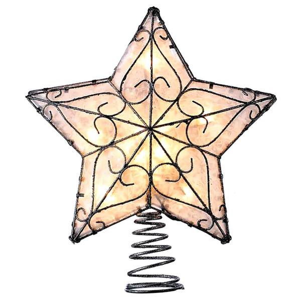 10 Light 12" Capiz Star Christmas Tree Topper