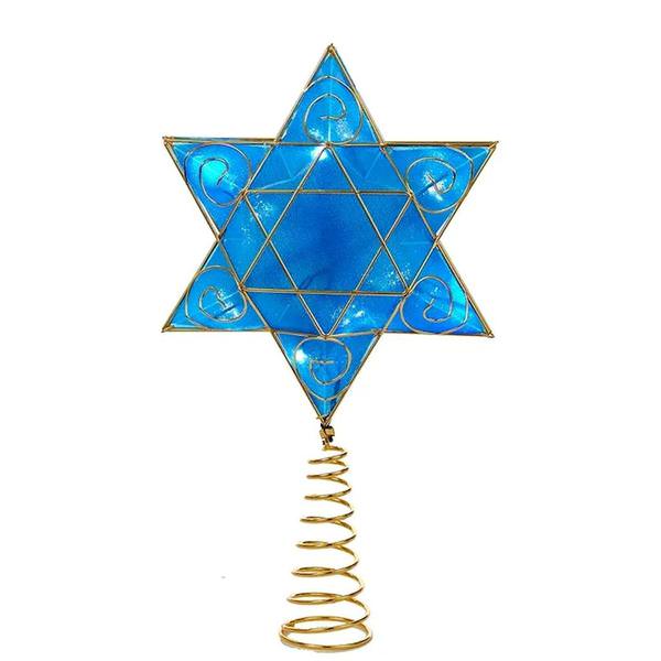 8 Light 12" Cool White Battery-Operated Deluxe Hanukkah Tree Topper