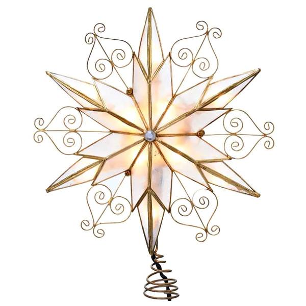 10 Light 9" Capiz Star Christmas Tree Topper