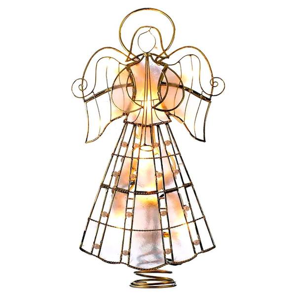 10 Light 9.75" Capiz Angel Christmas Tree Topper