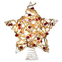 Kurt S. Adler 10 Light 11" Rattan Star Christmas Tree Topper