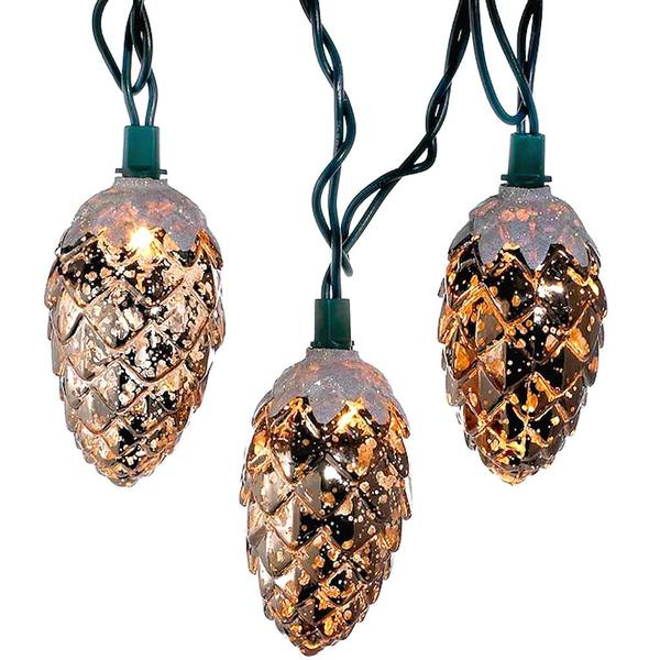 10 Light 12' Green Wire Pinecones String Set