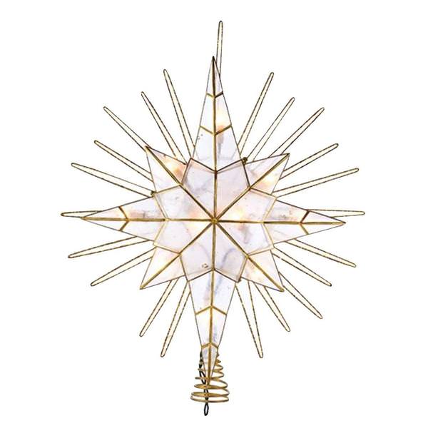 10 Light 14" Capiz Bethlehem Star Christmas Tree Topper