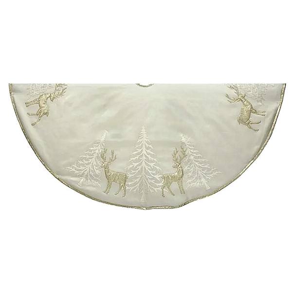 48" Tree and Reindeer Cream Tree Skirt