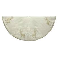 Kurt S. Adler 48" Tree and Reindeer Cream Tree Skirt