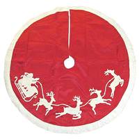 Kurt S. Adler 50" Santa and Reindeer Red Tree Skirt