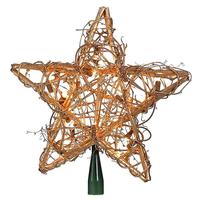 Kurt S. Adler 20 Light 12" Gold Rattan Star Christmas Tree Topper