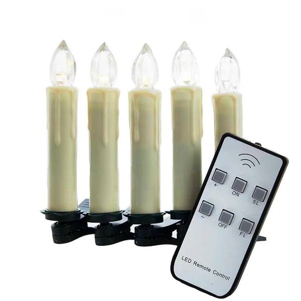 4" 5 Light Warm White Battery-Operated Flicker Flame Candle 