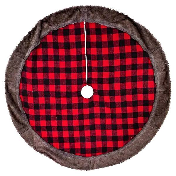 48" Plaid Fur Trim Tree Skirt