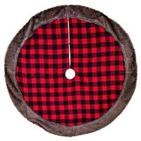 Kurt S. Adler 48" Plaid Fur Trim Tree Skirt