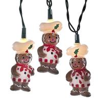 View 10 Light 12' Green Wire Gingerbread Man String Set