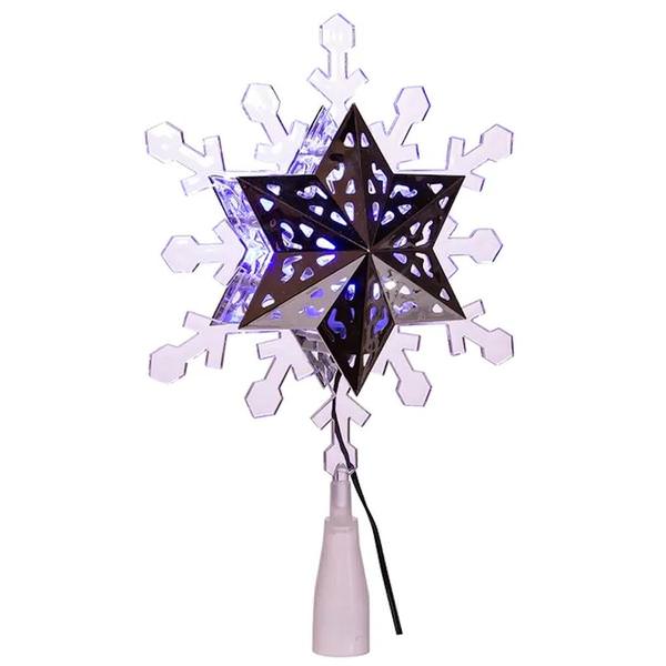 9" Snowflake Rotating Blue and White Christmas Tree Topper