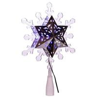 Kurt S. Adler 9" Snowflake Rotating Blue and White Christmas Tree Topper