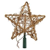 View 10 Light 9" Rattan Gold Star Tree Topper