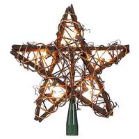Kurt S. Adler 10 Light 10" Rattan Star Christmas Tree Topper