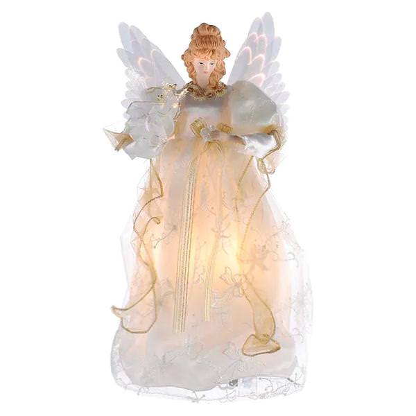 10 Light 14" Fiber-Optic Angel Christmas Tree Topper