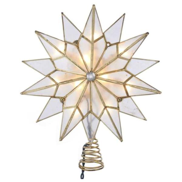 10 Light 10" Double Tip Capiz Star Christmas Tree Topper