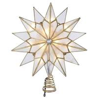 View 10 Light 10" Double Tip Capiz Star Christmas Tree Topper