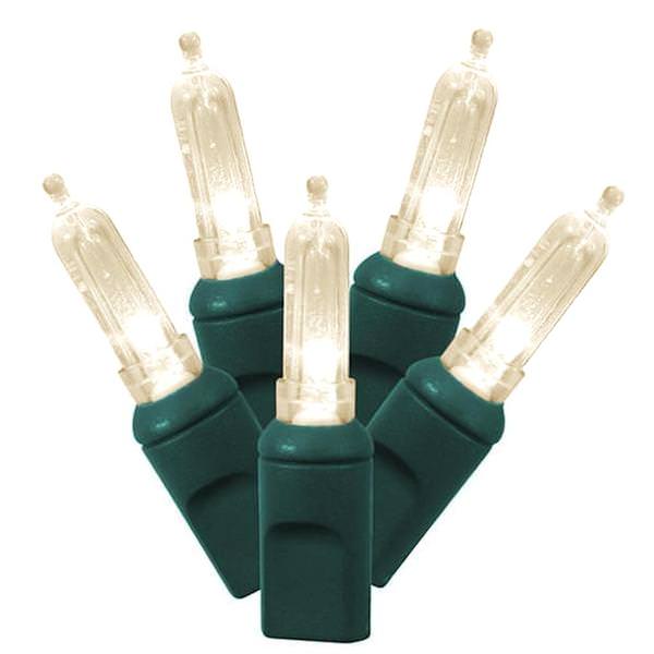 50 Light 25' Green Wire Miniature Warm White Lights 