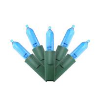 Kurt S. Adler 50 Light 25' Green Wire Miniature Blue Lights 