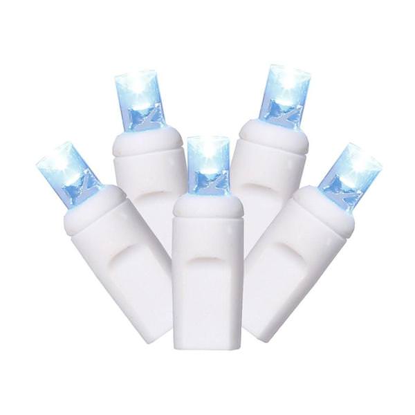 50 Light 25.5' White Wire Blue Frosted Lights 