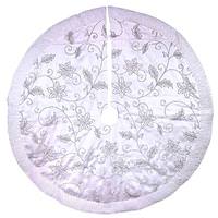 Kurt S. Adler 50" White Sequin Flowers Tree Skirt