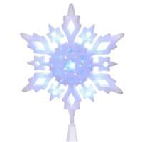 View 10" Snowflake Glitter Cool White Christmas Tree Topper