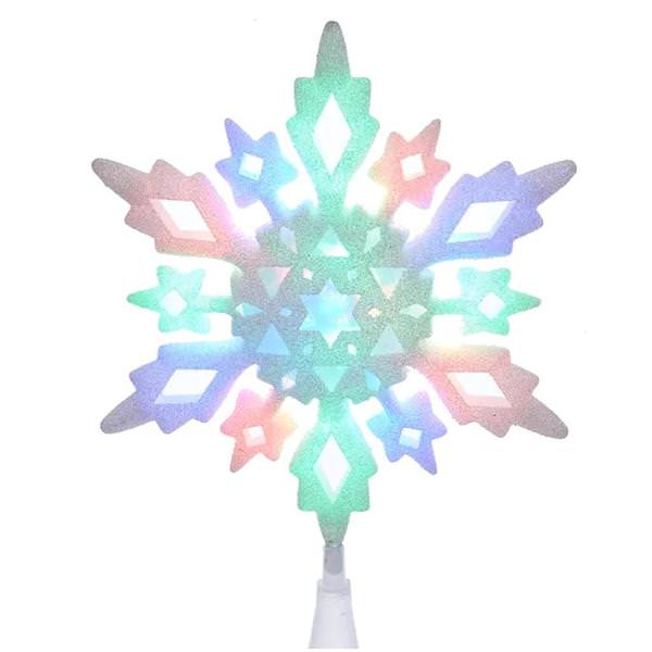 10" Snowflake Glitter Multicolor Christmas Tree Topper