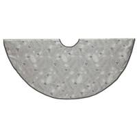 Kurt S. Adler 54" Grey Jacquard Holly and Pinecones Tree Skirt