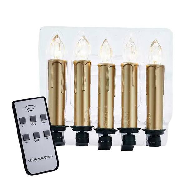 5" 5 Light Gold Battery-Operated Flicker Flame Candle 