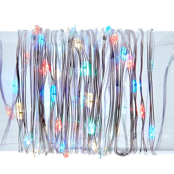 50 Light 16.4' Silver Wire Multi-Color  Battery-Operated Fairy Lights