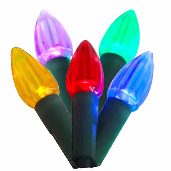 50 Light 25' Green Wire Multi-Color LED C3 String with 8" Spacing