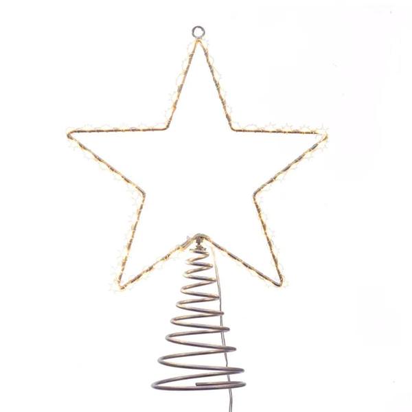 17.5" Metal Wire Warm White Star Christmas Tree Topper