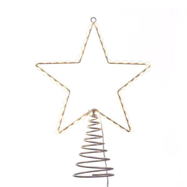 12.2" Metal Wire Warm White Star Christmas Tree Topper