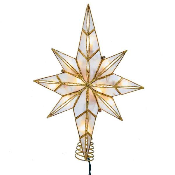 10 Light 11.4" Indoor Gold Capiz Star Christmas Tree Topper