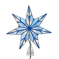 Kurt S. Adler 10 Light 9.5" 7-Point Indoor Blue Capiz Star Christmas Tree Topper