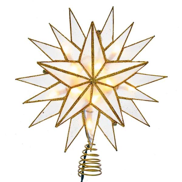 10 Light 9" Indoor Gold Capiz Star Christmas Tree Topper