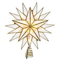 Kurt S. Adler 10 Light 9" Indoor Gold Capiz Star Christmas Tree Topper