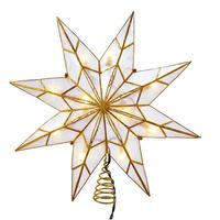 Kurt S. Adler 10 Light 14" Indoor 8-Point Gold Capiz Star Christmas Tree Topper