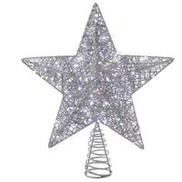 Kurt S. Adler 10" 45-Light 5-Point Silver Star Christmas Tree Topper