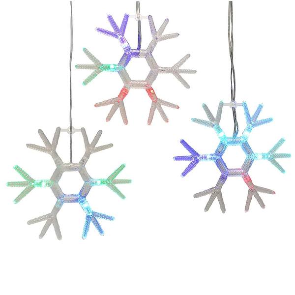Battery Operated RGB 5 Snowflakes String Set (Convertible to Electric with Included Adapter)