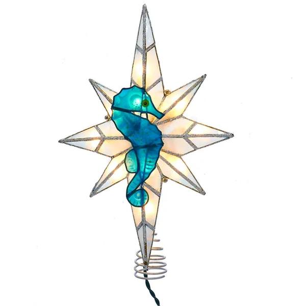 11.4" 8-Point Indoor Capiz Bethlehem Seahorse Star Christmas Tree Topper