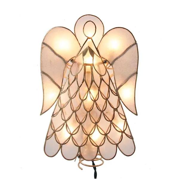 10 Light 9.5" Capiz Angel Christmas Tree Topper