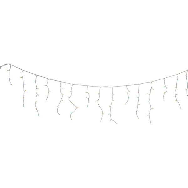70 Light 7.6' White Wire Multicolored  Icicle Lights
